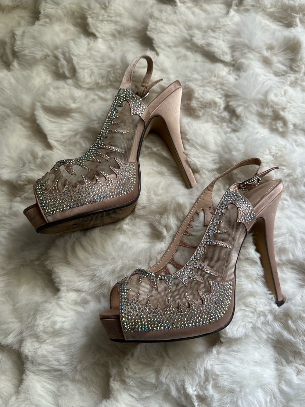 Lady Couture Ballroom Crystal Embellished Slingback Peep-Toe Heels - Women’s - Picture 3 of 7